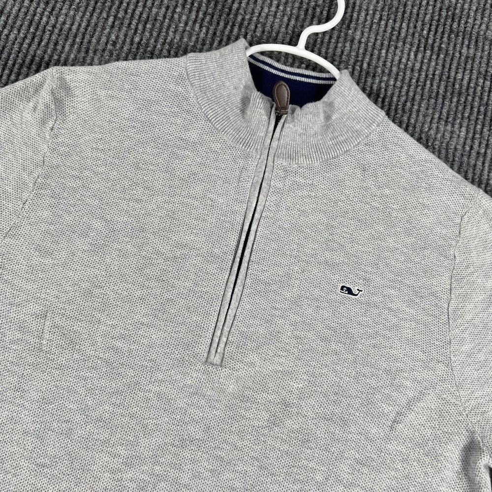 Vineyard Vines Pullover Youth XL Extra Large Gray Long Sleeve 1/4 Zip Mock Neck - Picture 1 of 13
